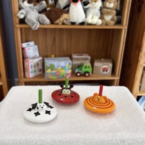 Toupie en bois animaux