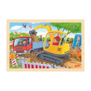 puzzle chantier avec pelleteuse illustre