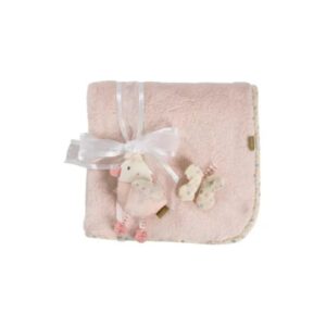 Couverture bébé rose avec accessoires en tissu