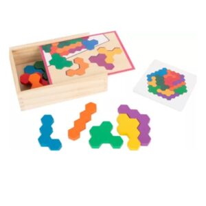 Puzzle hexagonal en bois coloré