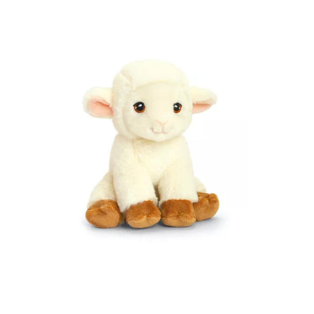 Peluche agneau blanc avec pattes marron